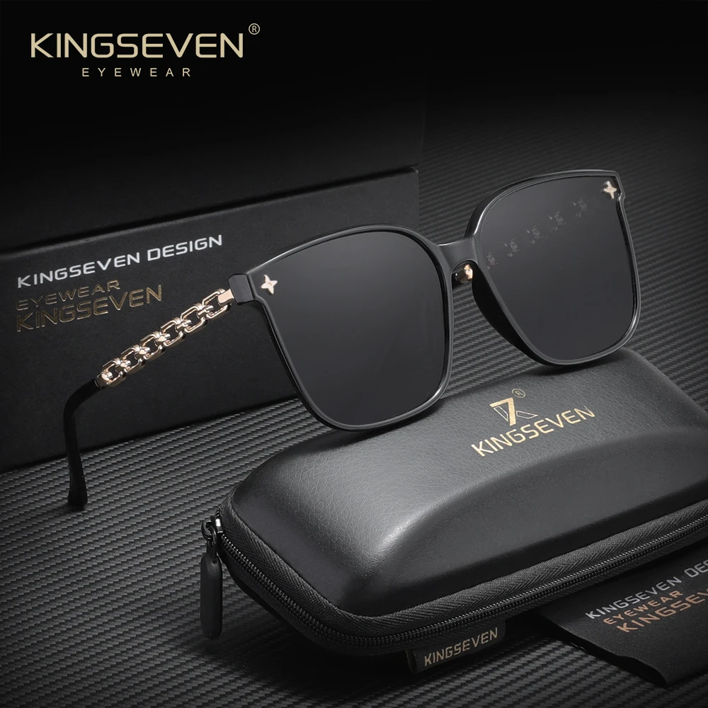 KINGSEVEN Mode Frauen Große Rahmen Sonnenbrille Cat Eye Fahren UV400 Luxus Damen Gläser Platz Klassische Sanfte Brillen Image