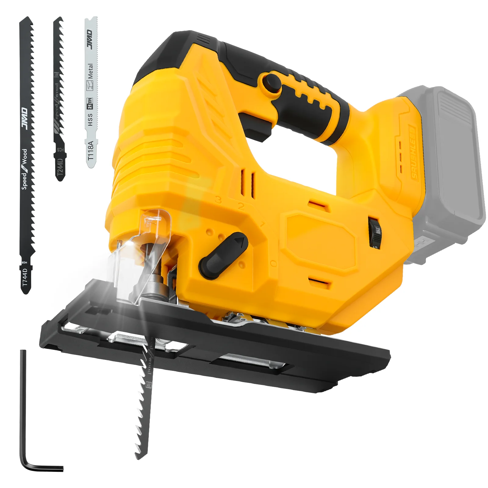 750 W bürstenlose Stichsäge 2700 U/min Stichsäge 0 ° - 45 ° Abgeschrägte Schnitte mit 4 Exzentereinstellungen und 7 Geschwindigkeiten für Dewalt 20 V Batterie (keine Batterie) Image