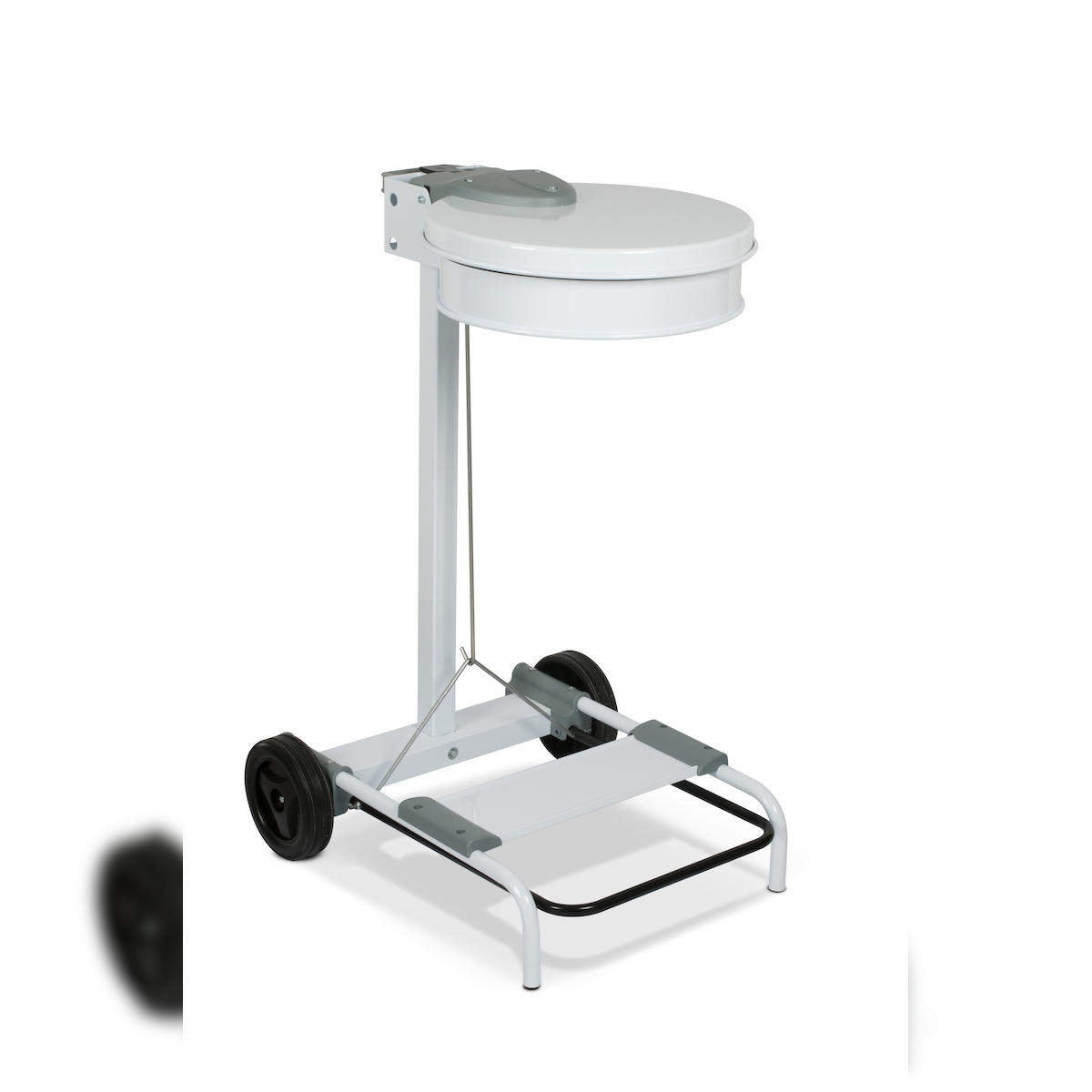 Stil Casa Sackhalter für Mülltrennung, lackierter Stahl, Pedalöffnung, 54,6 x 60 x h. 94 cm, Sackhaltergummi, 110 Liter, weiß. Image