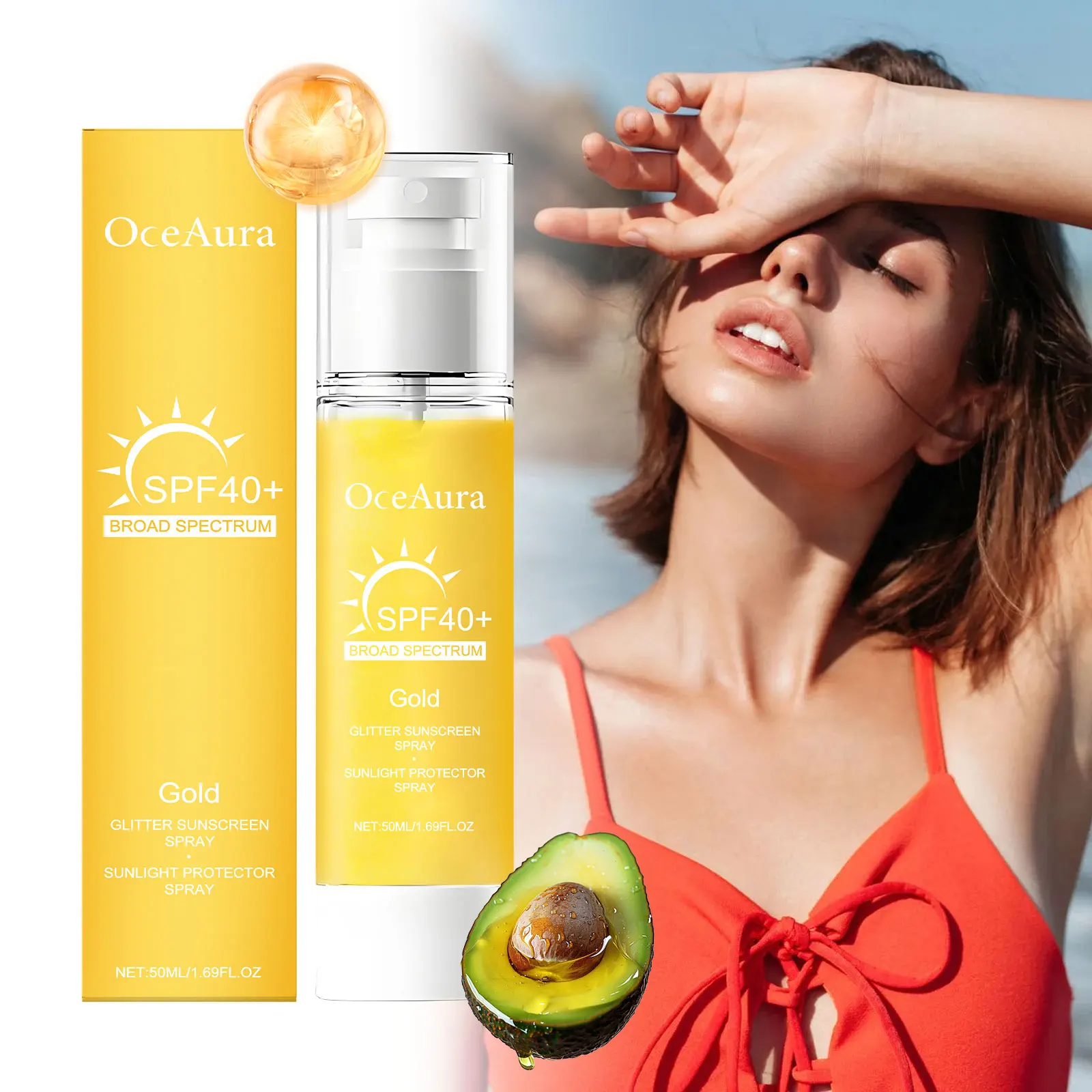 Sonnenschutzspray, stark, feuchtigkeitsspendend, für das Gesicht, schnelle Absorption, erfrischend, nicht klebrig, isolierend, UV-Anti-Oxidations-Sonnenschutzspray für den Körper Image