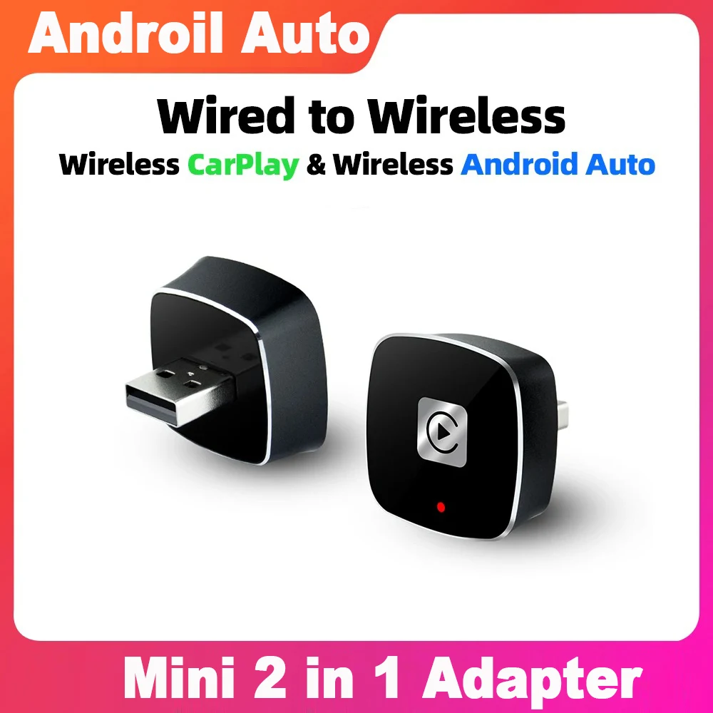 2In1 Wireless Carplay & Android Adapter Auto Mini Smart Converter Box Verkabelt Zu Wireless für Honda Toyota Nissan Bmw Plug und Play Image