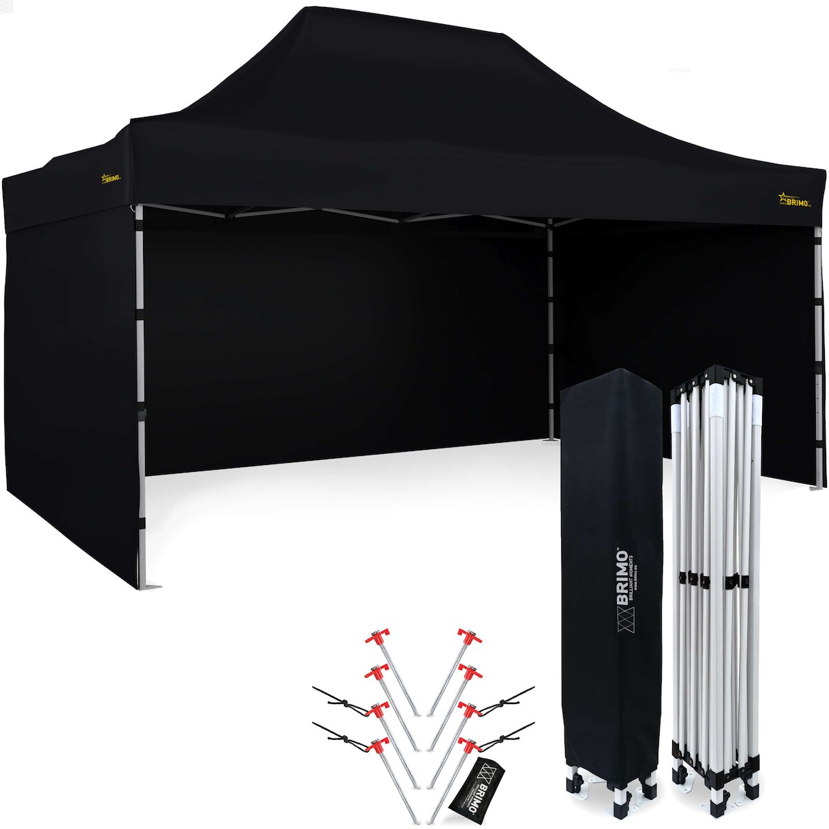 BRIMO Faltpavillons MX rennzelt 3x4,5 m - mit 3 Wänden - Schwarz Image