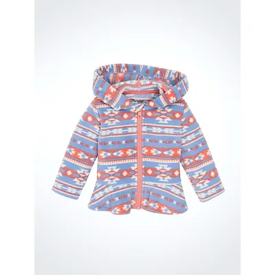 Wrangler Little Girls Ruffle Hem Sherpa Zip Jacket Peri Blue Size 18 Months