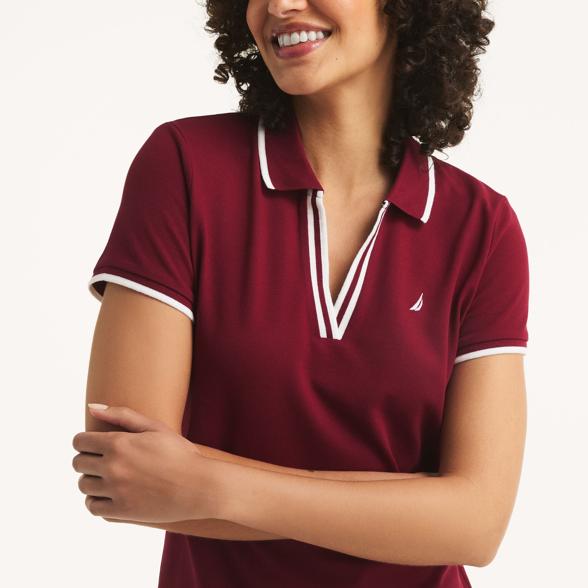 Nautica Women's Deck Polo Dress 676 (Zinfandel), M