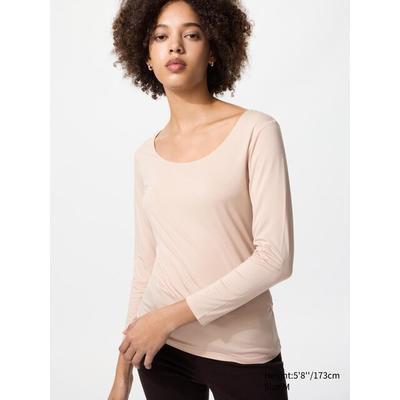 Uniqlo - Heattech Scoop Neck T-shirt (long Sleeve) - Pink - M