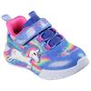 Sneaker SKECHERS "UNICORN CHASER", Kinder, Gr. 22, bunt (blau, multifarben), Textil, kontrastfarbene Details, animal-print, Glitzer, casual, Schuhe, Klettschuh mit blinkendem Einhorn, Größenschablone zum Download