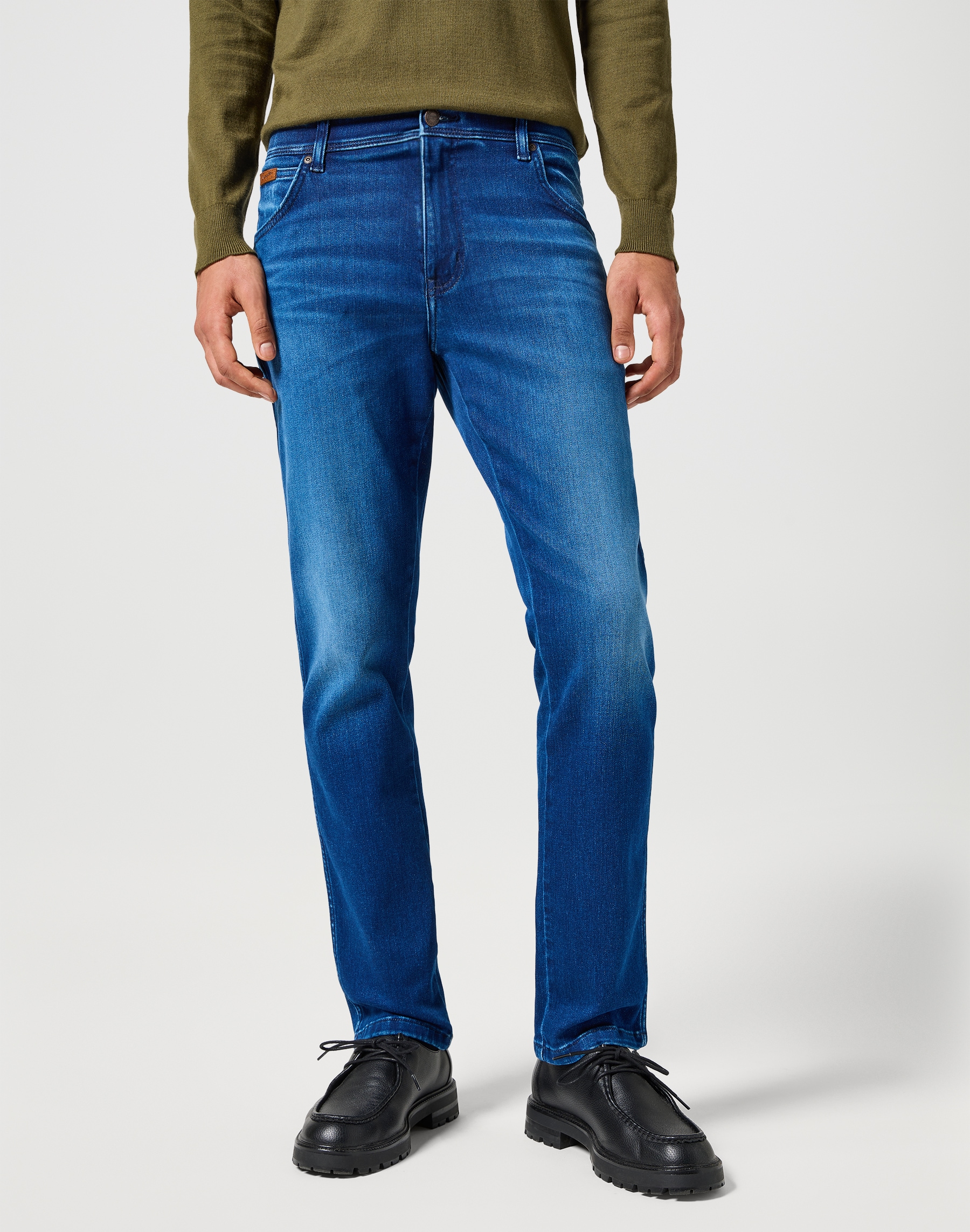 5-Pocket-Jeans WRANGLER "TEXAS SLIM", Damen, Gr. 38, Länge 34, blau (blau jam), Denim/Jeans, Obermaterial: 94% Baumwolle, 5% Elastomultiester, 1% Elasthan, slim fit lang, Jeans 5-Pocket-Jeans, epic soft material