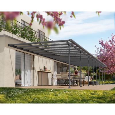 Terrassendach PALRAM - CANOPIA "Feria Alu Terrassenüberdachung", grau, B:1212cm T:380cm, Aluminium, Polycarbonat (PC), Terrassenüberdachungen, einfache DIY Montage Image