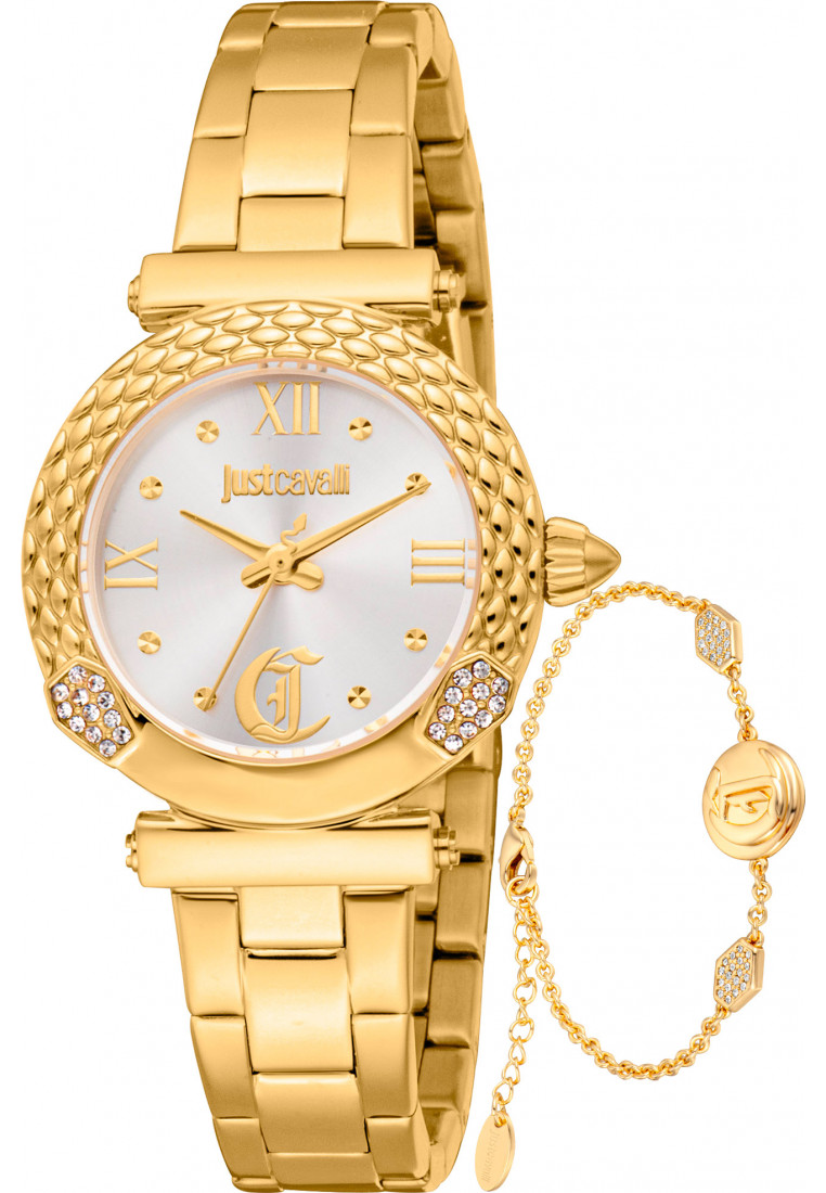 Just Cavalli Womens JC1L332M0055 Ladies Curiosa Watch and Bracelet Gift Set - Gold - One Size | Just Cavalli Sale | Discount Designer Brands
