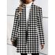 Women's Casual Jacket Comfortable Breathable Print Casual Plaid Vacation Street Daily Wear Going out Open Front Regular Stand Collar Regular Fit Long Sleeve Outerwear Black Khaki Summer Spring