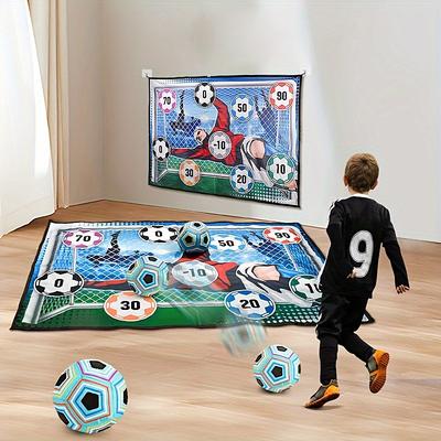 Soccer Ball Game Set for Youngsters Adults - Durable Polyester Indoor/Outdoor Football Practice Mat Yellow - Includes 6 Balls with Numbers Ideal for Backyard Fun Family Play Birthday Christmas