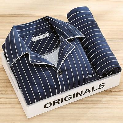 Men's Sleepwear Pajama Set Pajama Top and Pant 1 set Stripe Fashion Stylish Classic Home Daily Bed Polyester Comfort Soft Breathable Lapel Long Sleeve Shirt Pant Elastic Waist Buttons Spring Fall