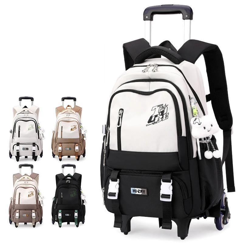 Sac à dos d'école pour enfants avec roues sac à dos roulant pour filles garçons étudiant 2/6 sac à dos à roulettes chariot sac d'école chariot de voyage
