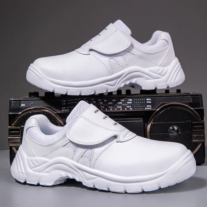 Chaussures de sécurité de travail blanches pour hommes et femmes, chaussures de travail avec embout en acier, chaussures de Protection de sécurité à la mode, bottes de sécurité anti-perforation
