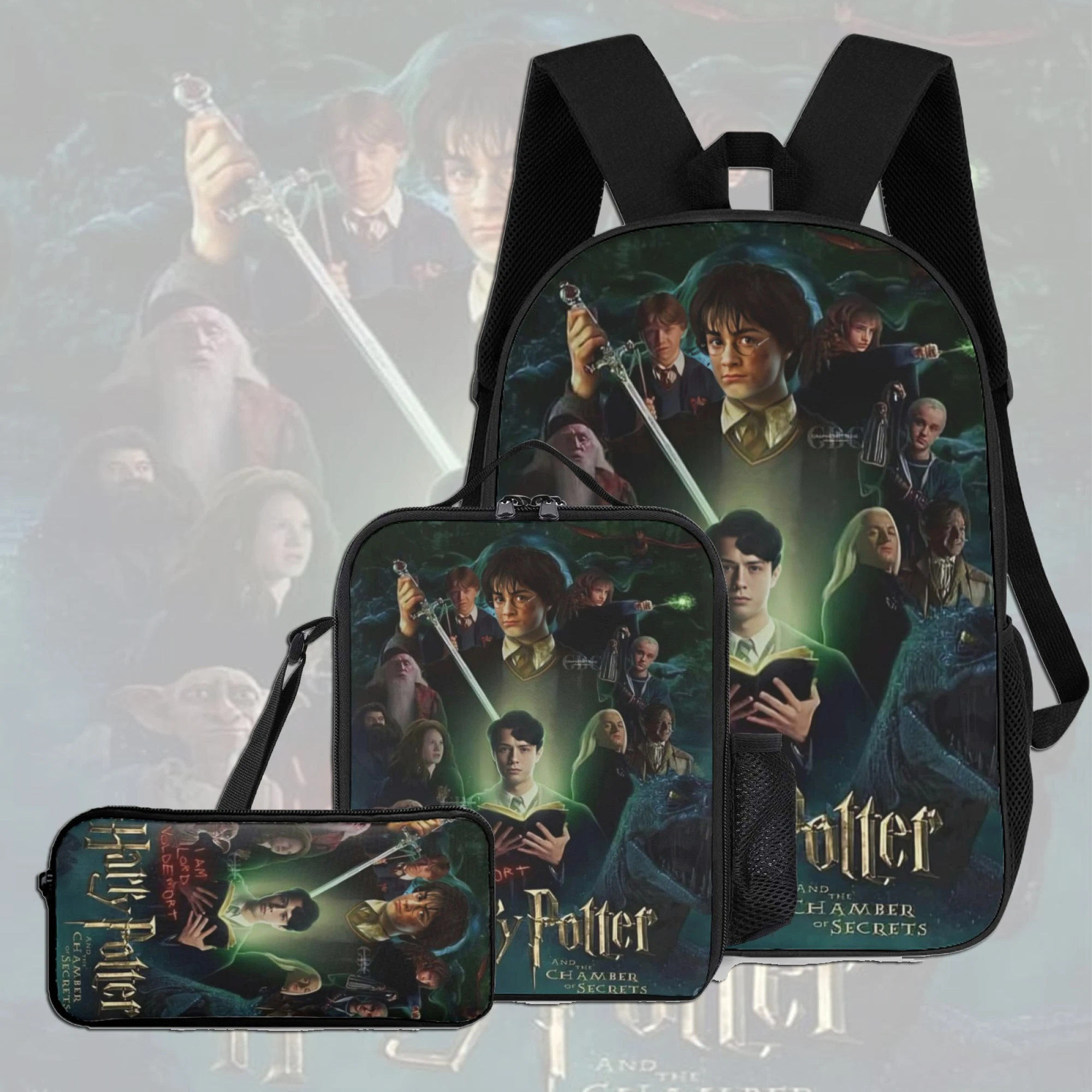 Harrys Potters Sac à dos d'école magique pour élèves de la maternelle, sac à livres pour garçons et filles, sac de jour pour enfants, ensemble de 17 sacs de sport