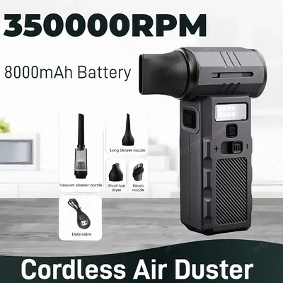 Vacuum Cleaner Blower Powerful 350000RPM Cordless Air Duster For Keyboard Cleaning Portable Compressed Air Duster With LED Light