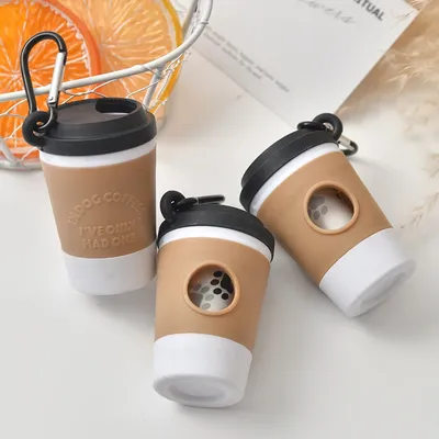 Portable Dog Poop Bag Holder Pet Waste Bag Dispenser for Dogs Outdoor Pet Trash Bags Dispenser Coffee Cup-shaped Dispenser