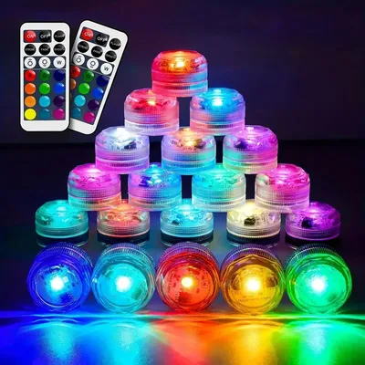 Mini Submersible LED Lights,Small Waterproof LED Tea Lights Candle with Remote Battery led Operated,RGB Color Changing for Vase