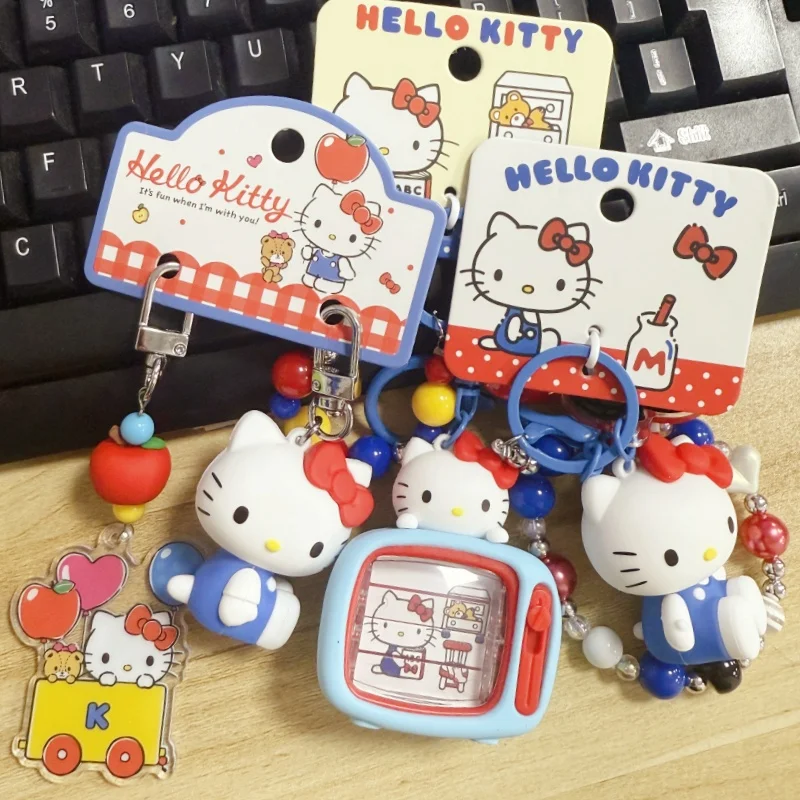 Niedlicher Sanrio Schlüsselanhänger Hello Kitty Schultaschenanhänger Kawaii Kt Rot Blau Weiß Cartoon Schlüsselanhänger Kawaii Anhänger Weihnachtsgeschenke