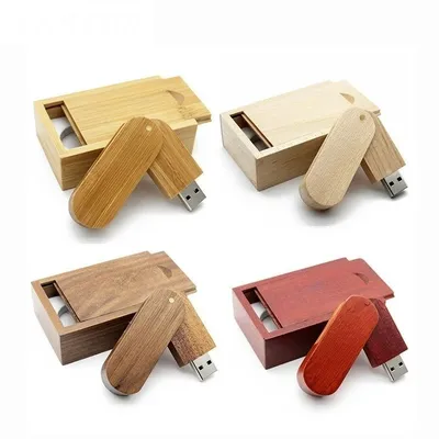JASTER drehbares USB-Flash-Laufwerk aus Holz, Memory Stick + Geschenkbox, Stiftlaufwerk, 4 GB, 16 GB, 32 GB, 64 GB, externer Stor, Hochzeitsgeschenk Image