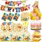 Winnie the Pooh Birthday Party Decoration Tableware Gift Bags Cake Toppers Paper Cups Plates For Girls Birthday Party Supplies