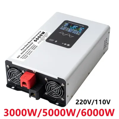 Wechselrichter Reine Sinuswelle 3000 W 5000 W 6000 W DC 12 V 24 V 48 V 60 V 7 zu AC 110 V 220 V Konverter RV Fahrzeug Solar-Wechselrichter