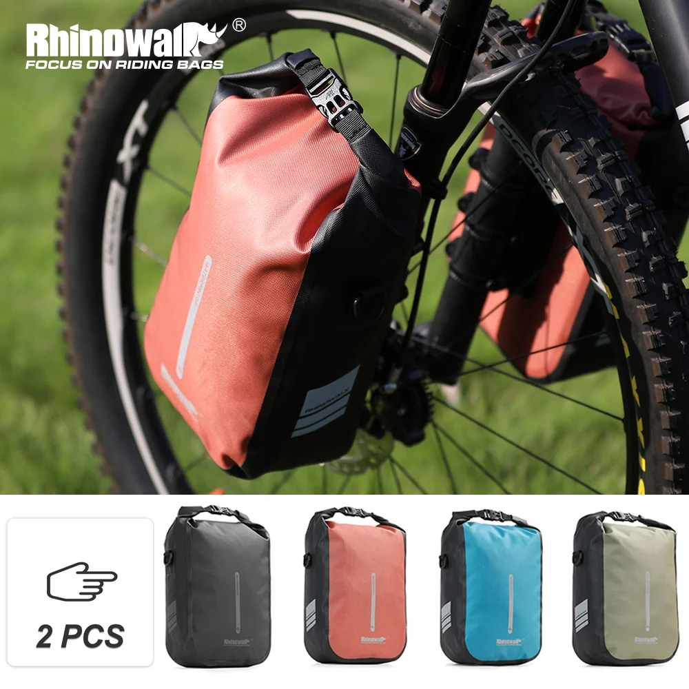 Rhinowalk 2 Stück Fahrrad-Schnellspanner-Vorderradgabeltasche, 4 l/6 l, wasserdicht, für Radfahren, Elektroroller, Fahrzeugtasche, Aufbewahrungszubehör Image