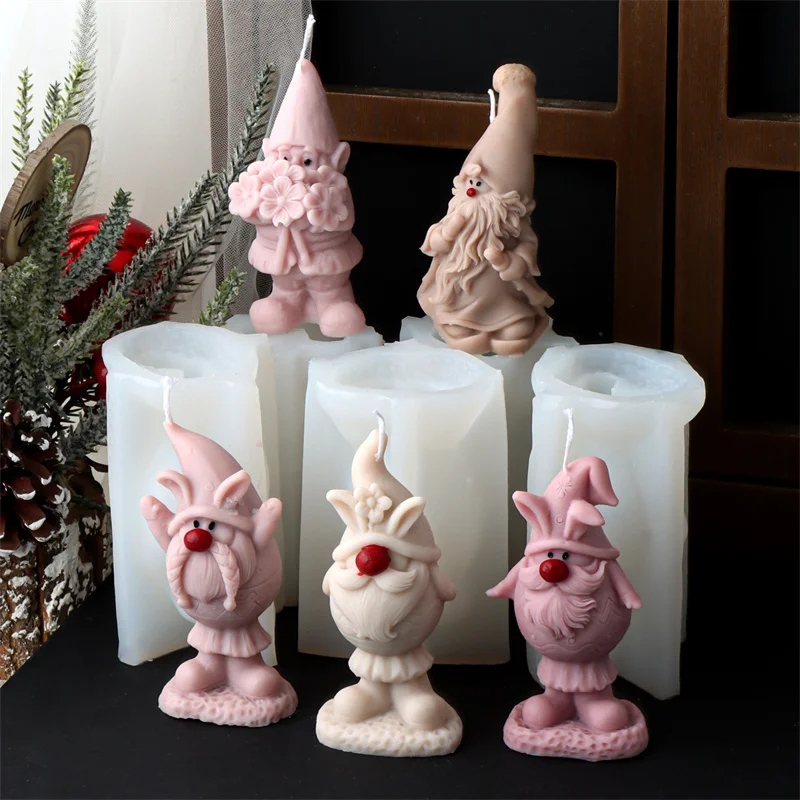 3D Weihnachtsmann Schneemann Silikon Kerze Form DIY Weihnachten Handwerk Harz Gips Seife Formen Festival Dekor Schokolade Backen Werkzeuge Image
