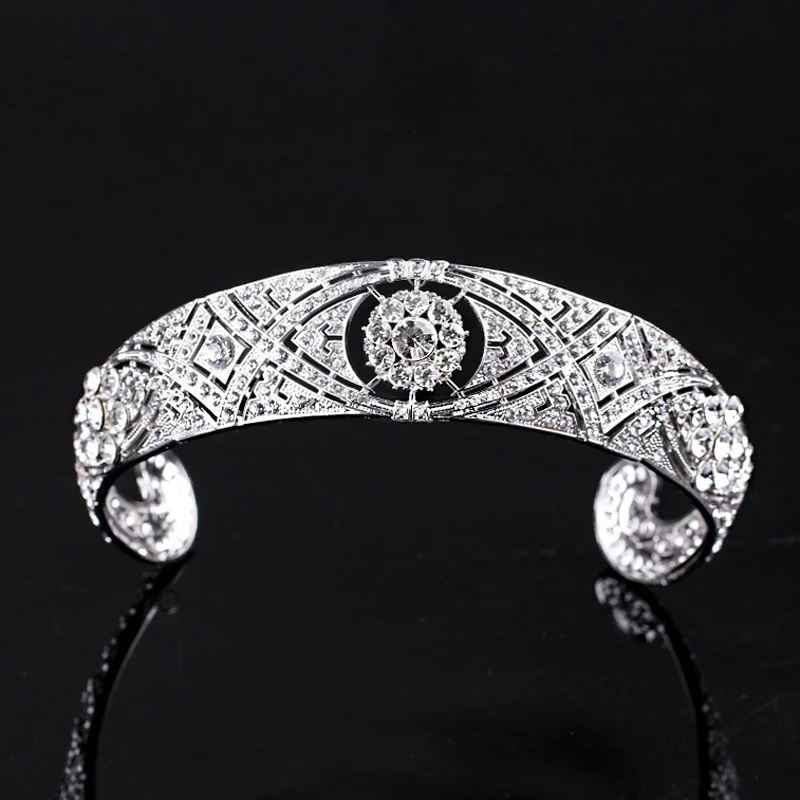 Luxus Royal Queen Hochzeit Krone Strass Big Tiara Party Show Haarschmuck für Festzug High Diadem Brautgeschenke Image