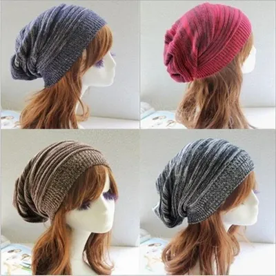 Coole Herren Damen Strickwolle Beanie Slouch Cap Skull Ski Wintermütze