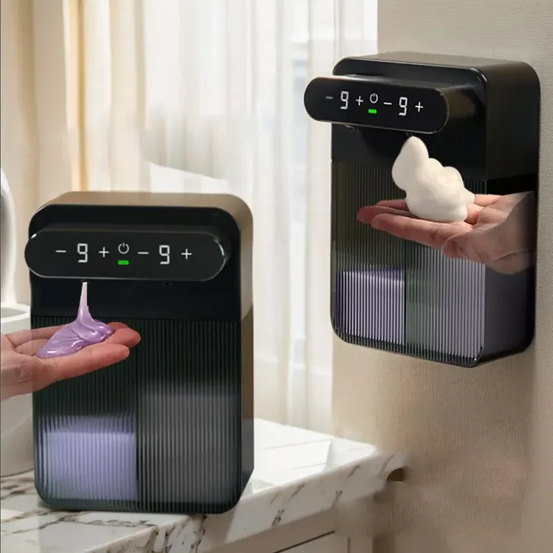 800ML Doppelkopfsensor Handwaschflüssigkeitsmaschine Küchenverteiler Wandmontage USB wiederaufladbare Flüssigschaumbadmaschine Image