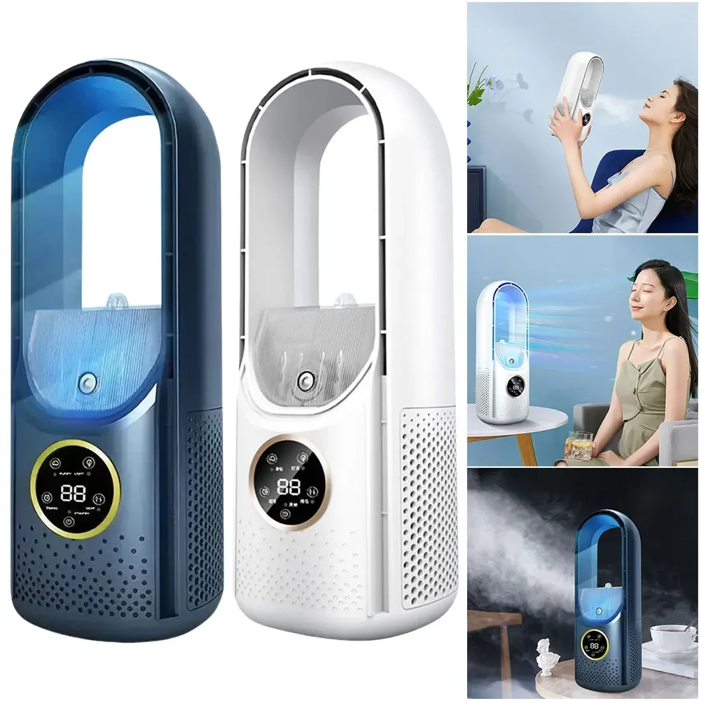 Neuer blattloser Lüfter, Desktop-Lüfter ohne Flügel, Kühler, Lüfter für Büro, tragbare, leise Lüfter, Luftbefeuchter, Klimaanlagen-Lüfter Image