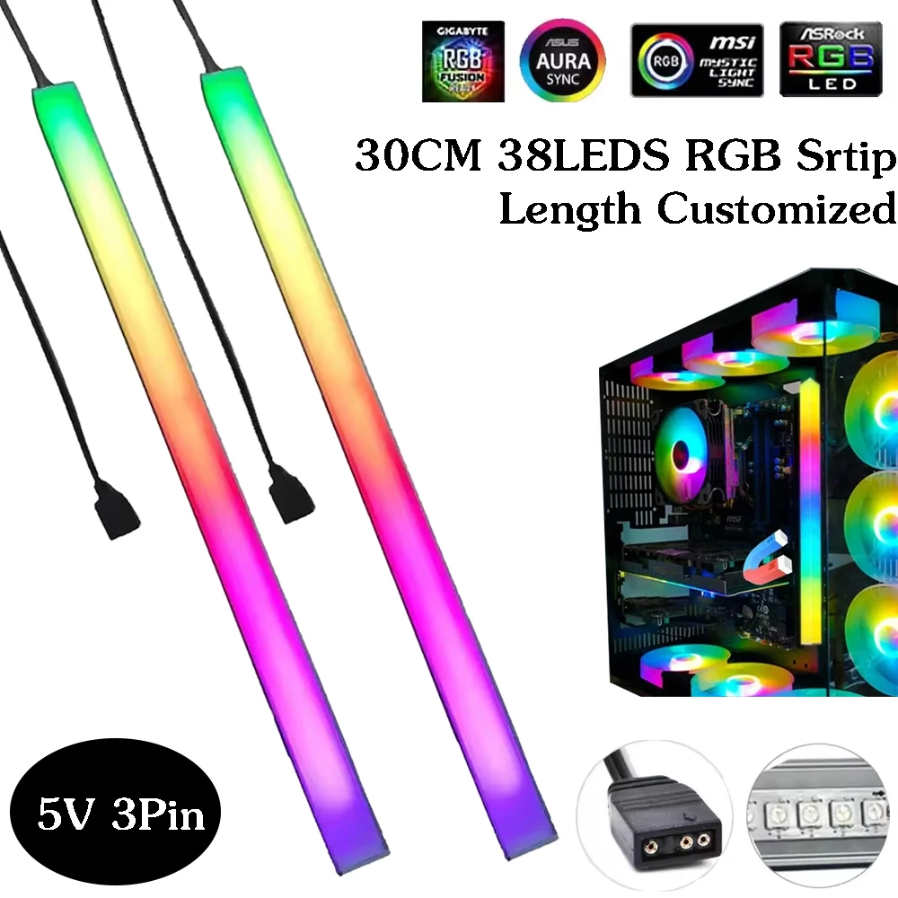 5V ARGB 3Pin Header für Asus Aura Gaming Fall RGB PC Licht Streifen Magnetische Adressierbare WS2812B LED MSI Mystic licht DIY Dekor Image