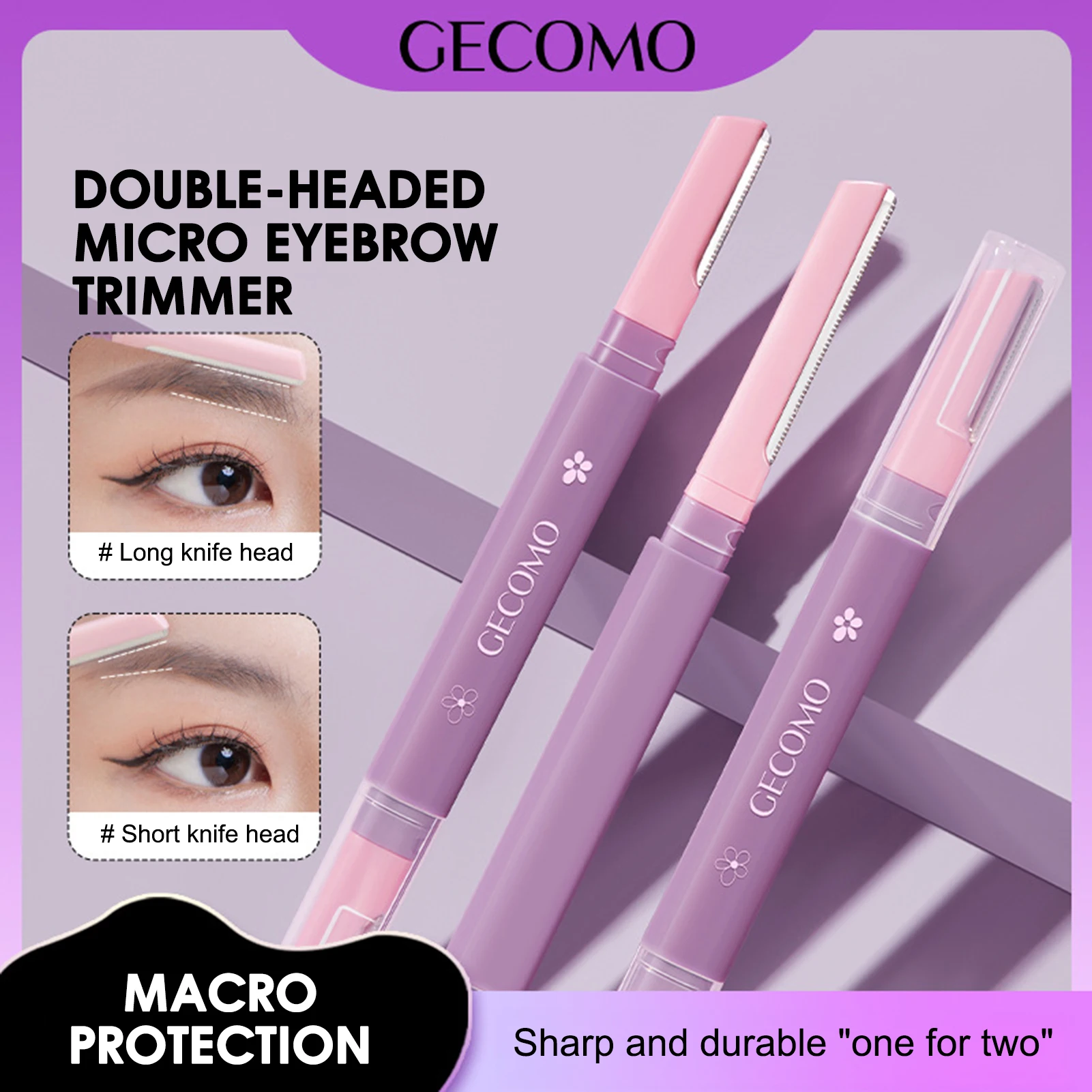 Doppel Kopf Gesichts Rasierer Augenbraue Former Lippen Körper Haar Klinge Augenbraue Trimmer Mit Abdeckung Sicherheit Anti-scratch Schönheit Make-Up werkzeuge Image