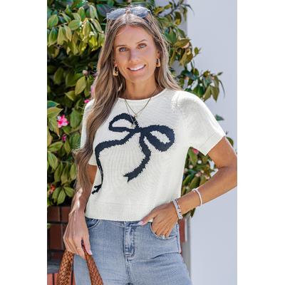 Finished With a Bow Creme Knit Top
