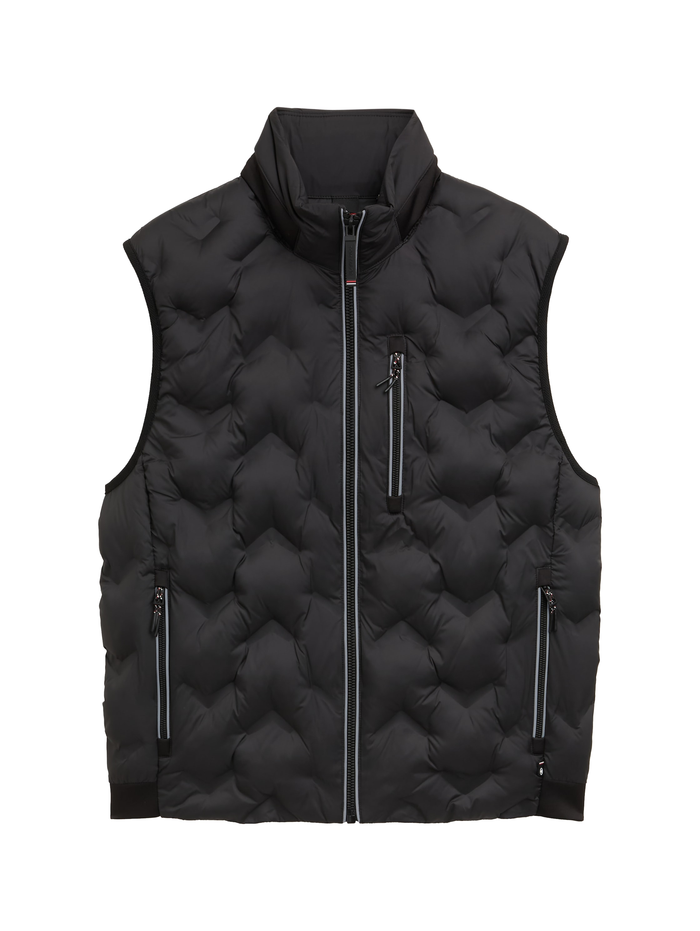 Steppweste TOM TAILOR, Herren, Gr. M, schwarz, Obermaterial: 100% Polyester. Futter: 100% Polyester, Strukturmuster, regular fit taillenbedeckt, Westen Steppweste, mit Reißverschluss Taschen