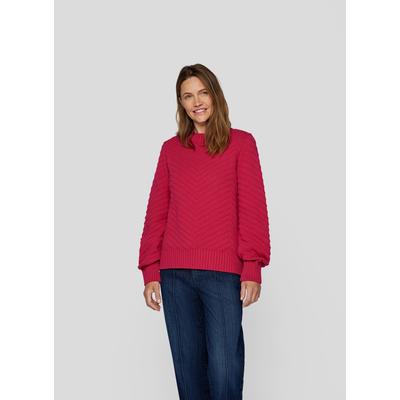 Strickpullover RABE, Damen, Gr. 50, rot (wildbeere), Strick, Obermaterial: 60% Baumwolle, 40% Polyacryl, unifarben, casual, gerade hüftbedeckend, Rundhals, Langarm Bündchen, Pullover, mit Ripp-Muster Image