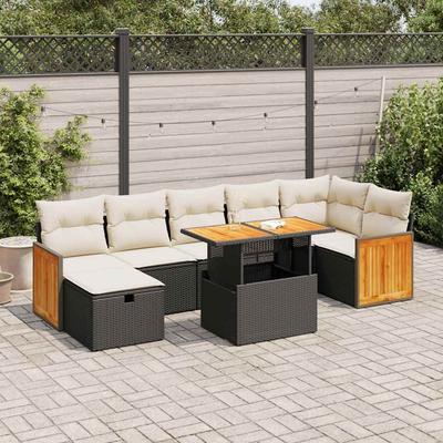 vidaXL Patio Sofa Set with Cushions Outdoor Conversation Furniture Poly Rattan
