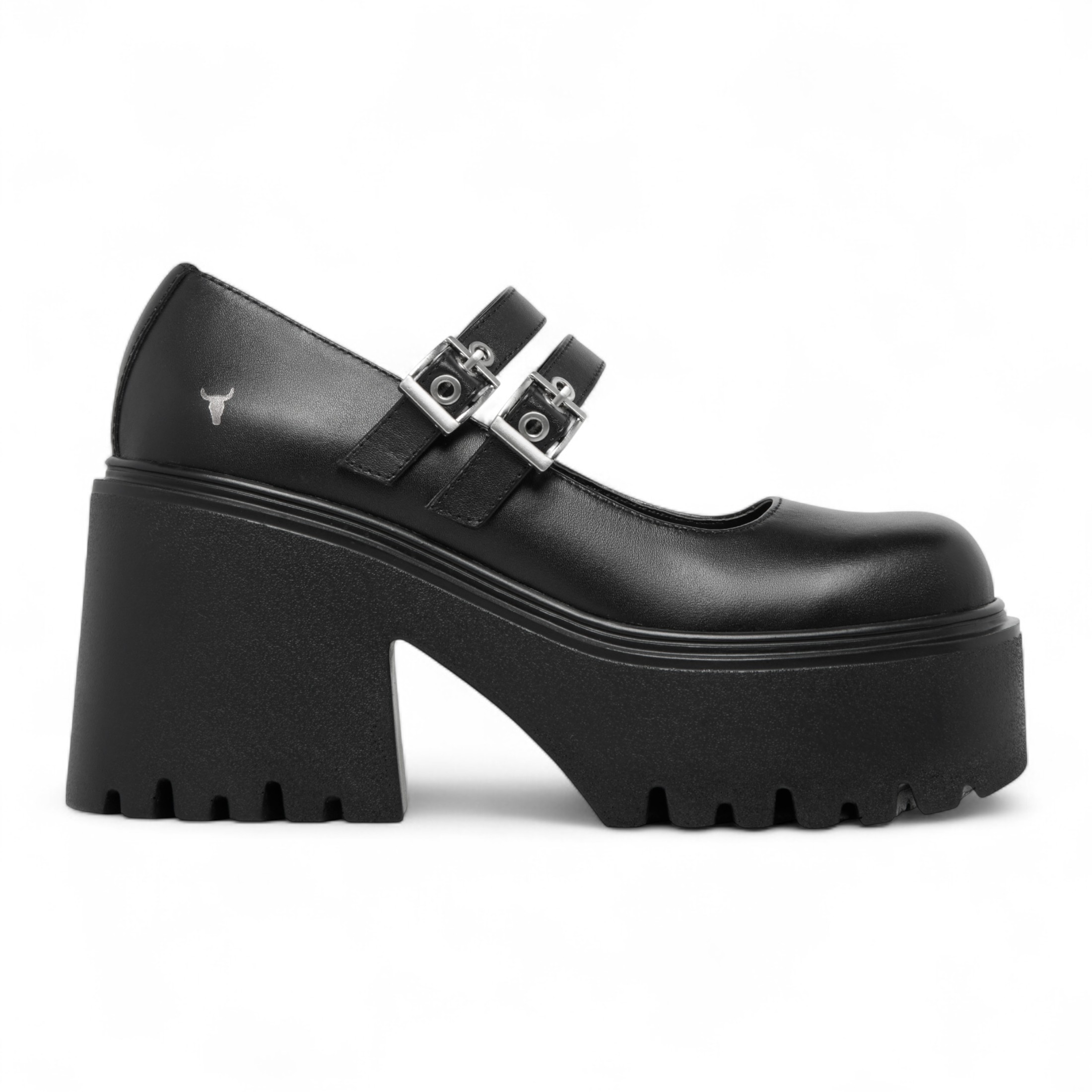 Windsorsmith Damen Mary-Jane-Schuhe aus schwarzem Leder mit dicker Plateausohle - Lessons