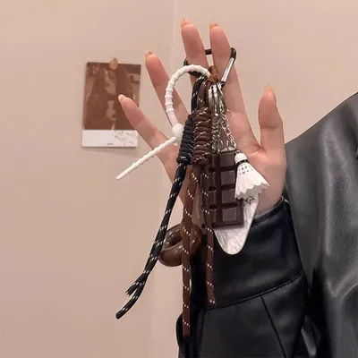2025 New Premium Bag Badminton Pendant Alkali Water Bread Chocolate Hand Rope Hanging Rope Bag Hanging Keychain Accessories