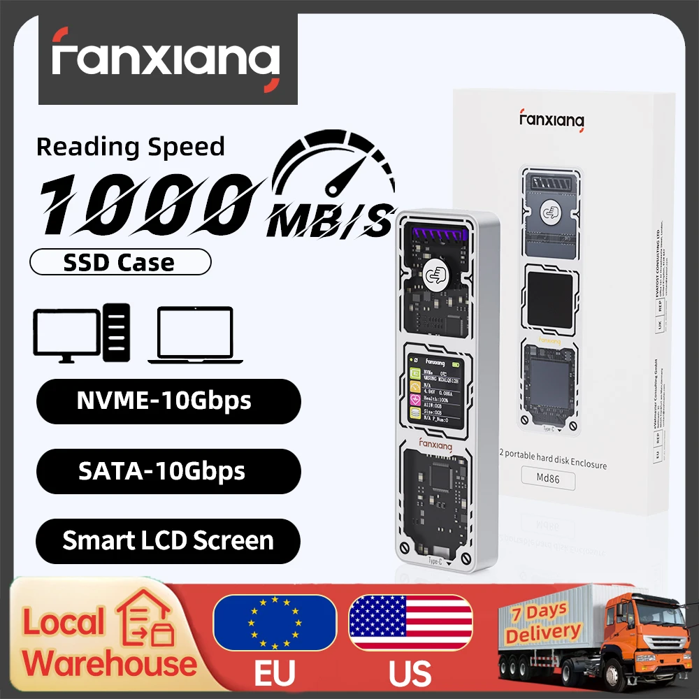[Nave ue/US] boîtier Fanxiang MD86 M.2 NVME/SATA SSD 10 Gbps USB 3.2 Gen 2 adaptateur/lecteur USB SSD prend en charge les touches M/B + M/2230/2280