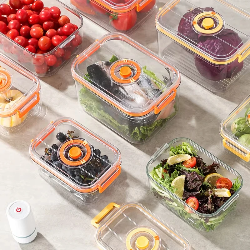 Boîte de conservation des aliments frais sous vide, boîte scellée pour réfrigérateur, conteneur Transparent de stockage des aliments au micro-ondable, organisateur de cuisine Bento