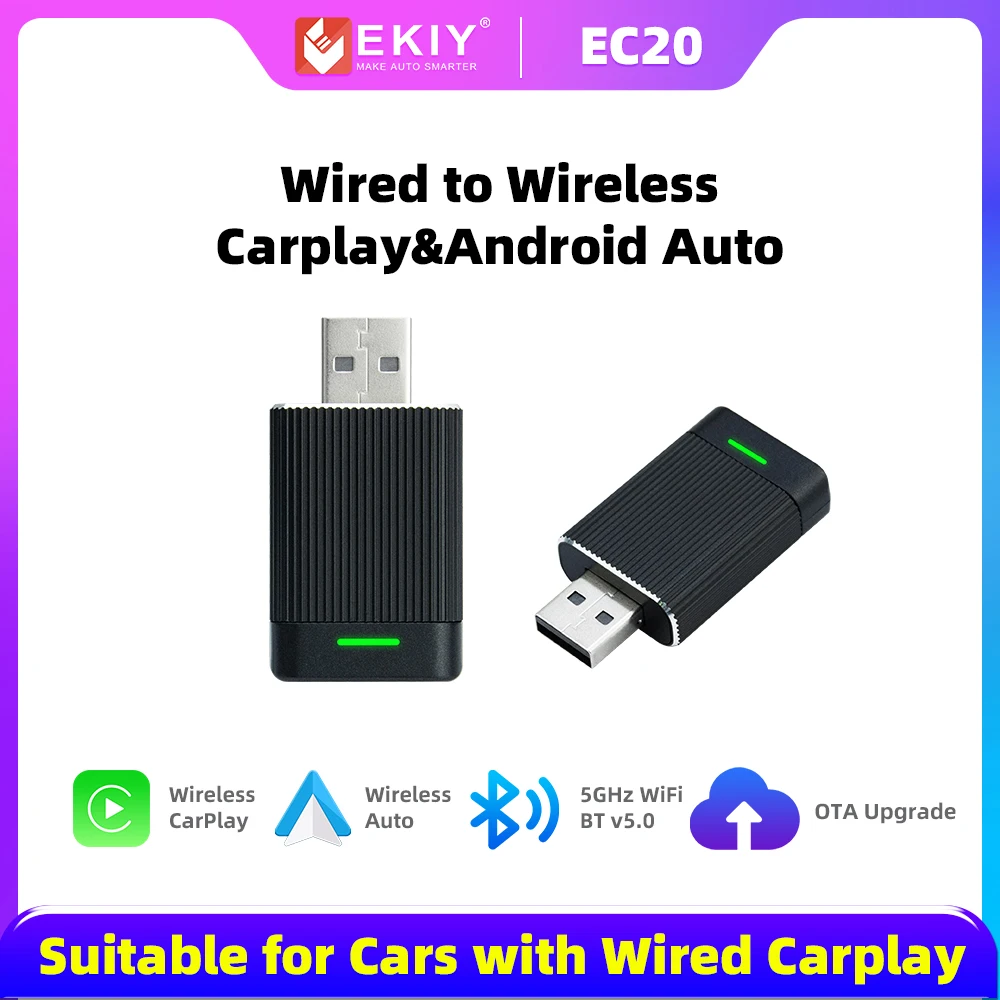 EKIY Carplay Wireless Adapter USB Ai Box WiFi Fast Connect Universal für Nissan Wireless CarPlay Android Auto Smart Mini Box Image