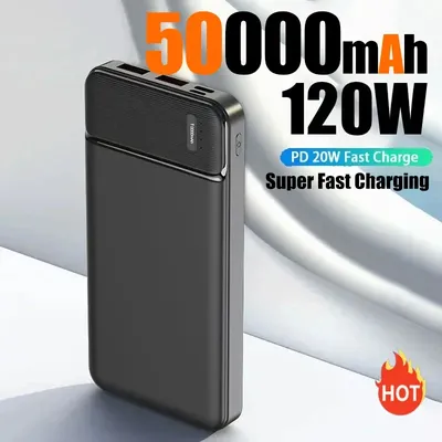 Neue 120W 50000mAh Power Bank Tragbare Super Schnelle Lade Externe Batterie Powerbank Hohe Kapazität Power Bank Für Multi gerät Image
