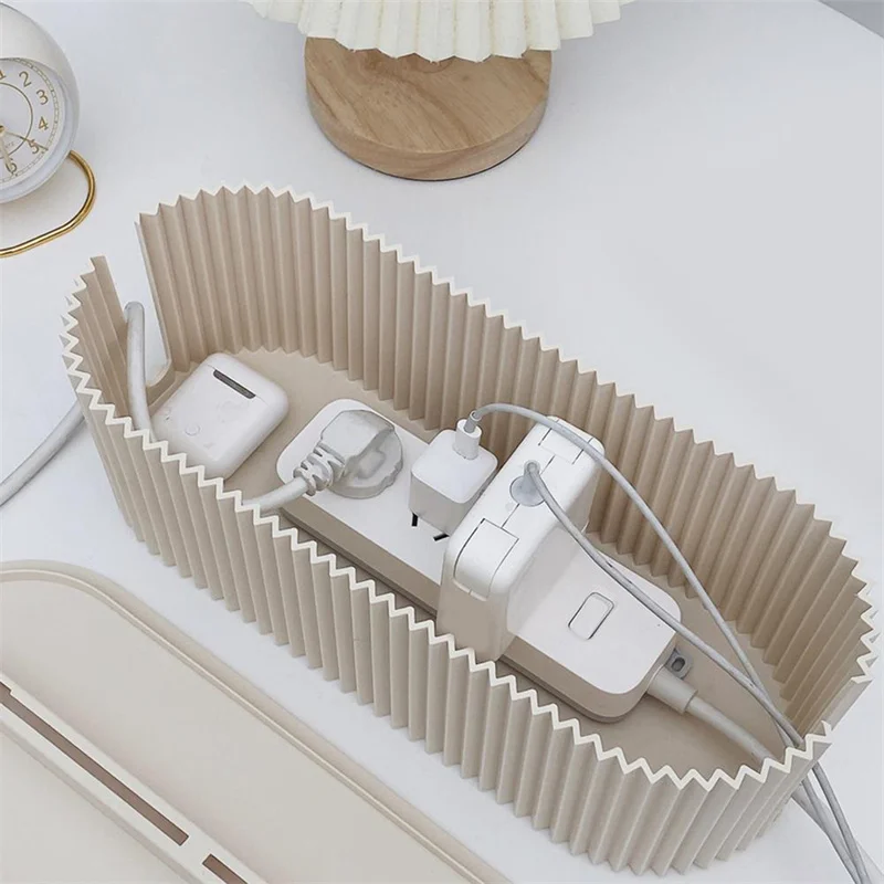 Kabel Box Mit Abdeckung Power Streifen Draht Fall Ladegerät Buchse Desktop-Organizer Linie Lagerung Box Power Board Draht Management Image