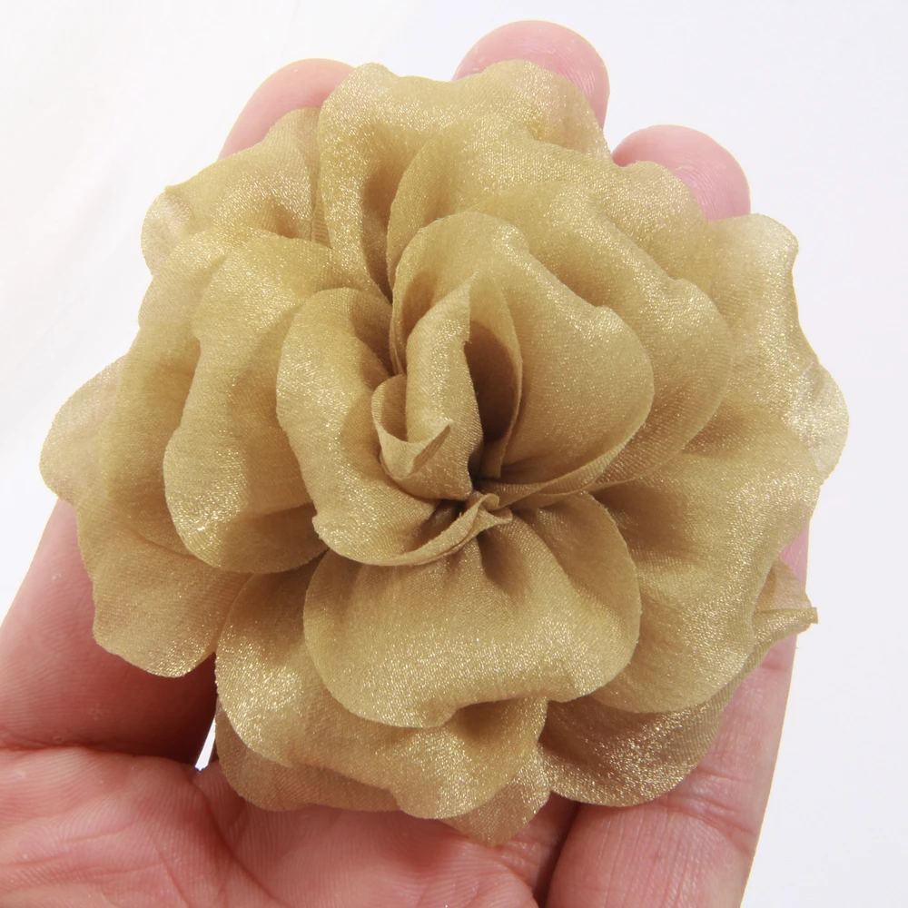 10Pcs 7cm High-grade Mesh Stoff Blume Für Brosche Pins Frauen Elegante Mode Corsage Hochzeit Party Abzeichen zubehör Geschenke Image