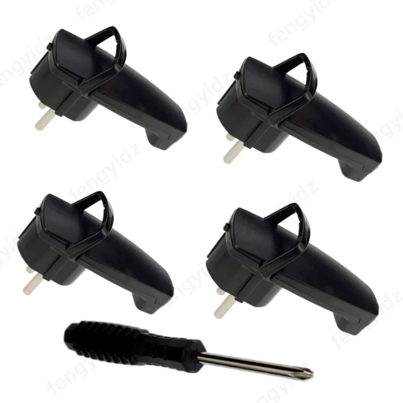 4 Stück EU-Schuko-Stecker-Adapter, flacher Winkelstecker mit Klappgriff, Euro-Netzstecker, Ersatz, wiederaufladbare Steckdose Image
