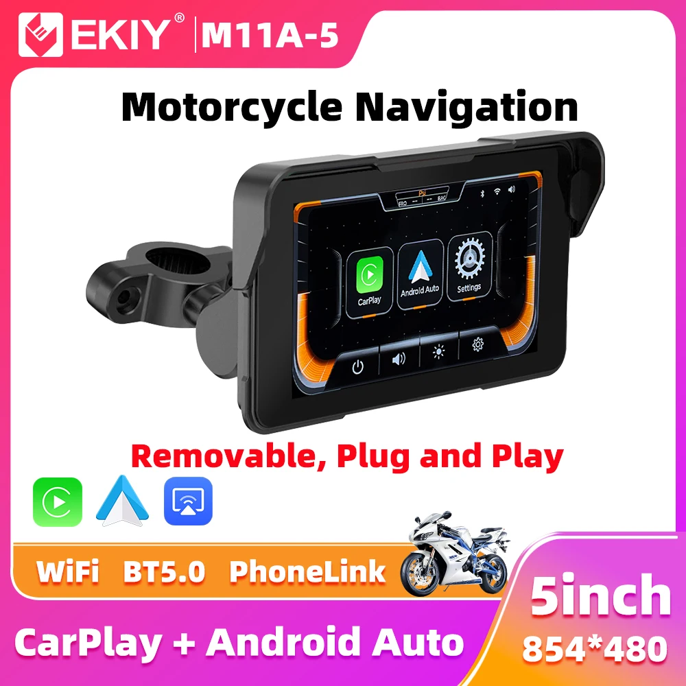 EKIY 5,0 Zoll Wireless CarPlay Moto Android Auto Tragbare Digitale Motorrad Armaturenbrett GPS Motorrad Navigation Display Bildschirm Image