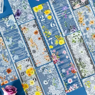 20 Blatt Packungsmaterial Serie Blumenbasismaterial Scrapbook 180 * 70 mm Zubehör zum Hören der blühenden Aufkleber Aquarell Image