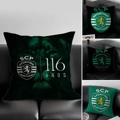 Cooler S-Sporting C-Clube De Portugal SCP-Kissenbezug, Anti-Dustmite, unsichtbarer Reißverschluss, seidiger, kurzer Plüsch-Sofa-Kissenbezug Image